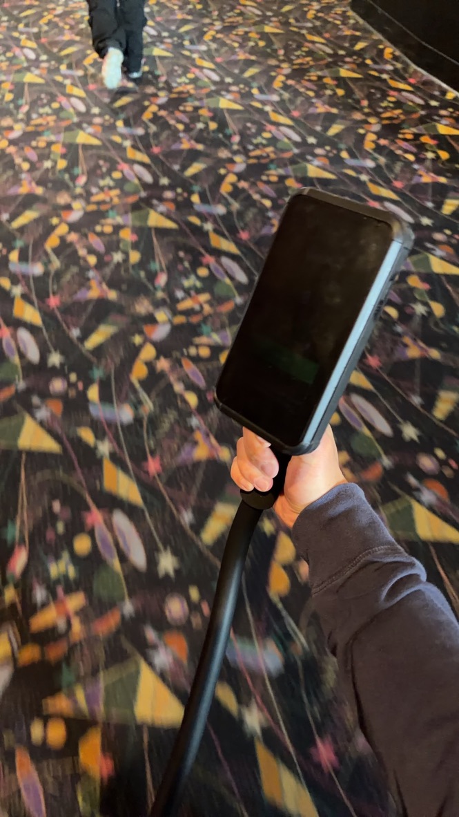 Borrowing a captioning device at a Canadian movie theatre